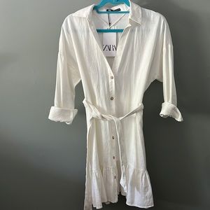 White Linen Shirt Dress - NWT